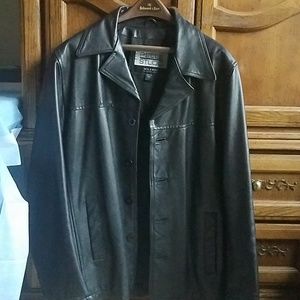 Vintage Wilson Leather Black Car Coat - L
